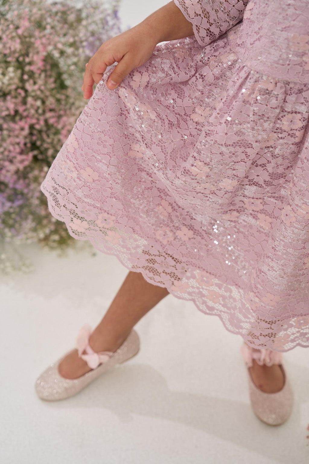 Lace Sequin Bow Dress