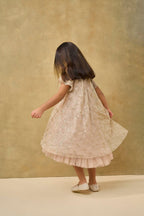 Gold Sequin Lace Mesh Volume Dress