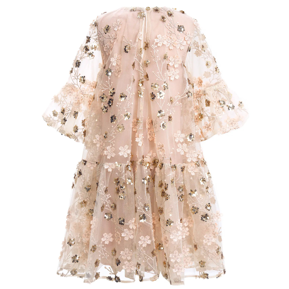 Gold Embroidered Sequin Mesh Dress