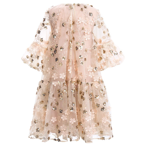 Gold Embroidered Sequin Mesh Dress