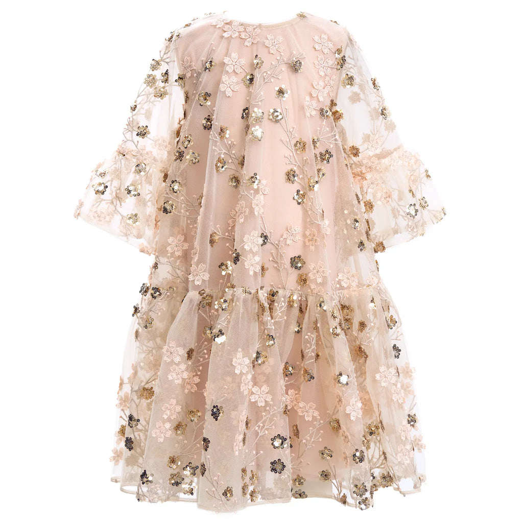 Gold Embroidered Sequin Mesh Dress