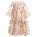 Gold Embroidered Sequin Mesh Dress