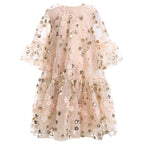 Gold Embroidered Sequin Mesh Dress