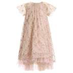 Gold Sequin Lace Mesh Volume Dress
