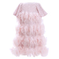 Pink Sequin Ruffle Pleat Dress