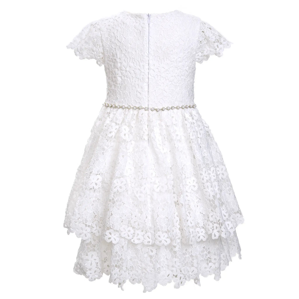 Scallop Lace Diamante Dress