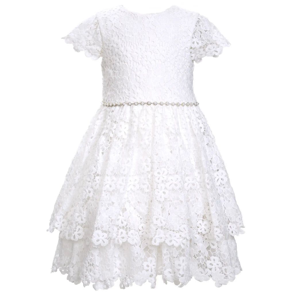 Scallop Lace Diamante Dress