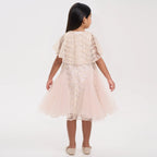 Beaded Cape Godet Mesh Dress