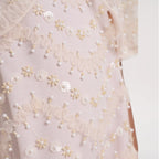 Beaded Cape Godet Mesh Dress