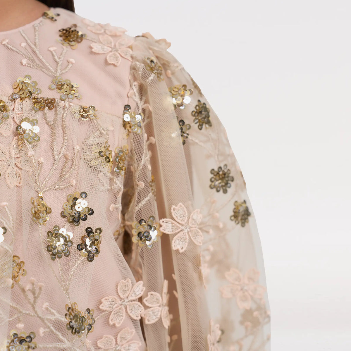 Gold Embroidered Sequin Mesh Maxi Co-ord