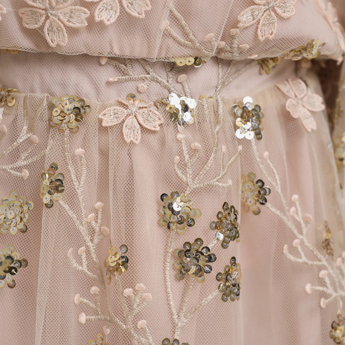 Gold Embroidered Sequin Mesh Maxi Co-ord