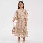 Gold Embroidered Sequin Mesh Maxi Co-ord