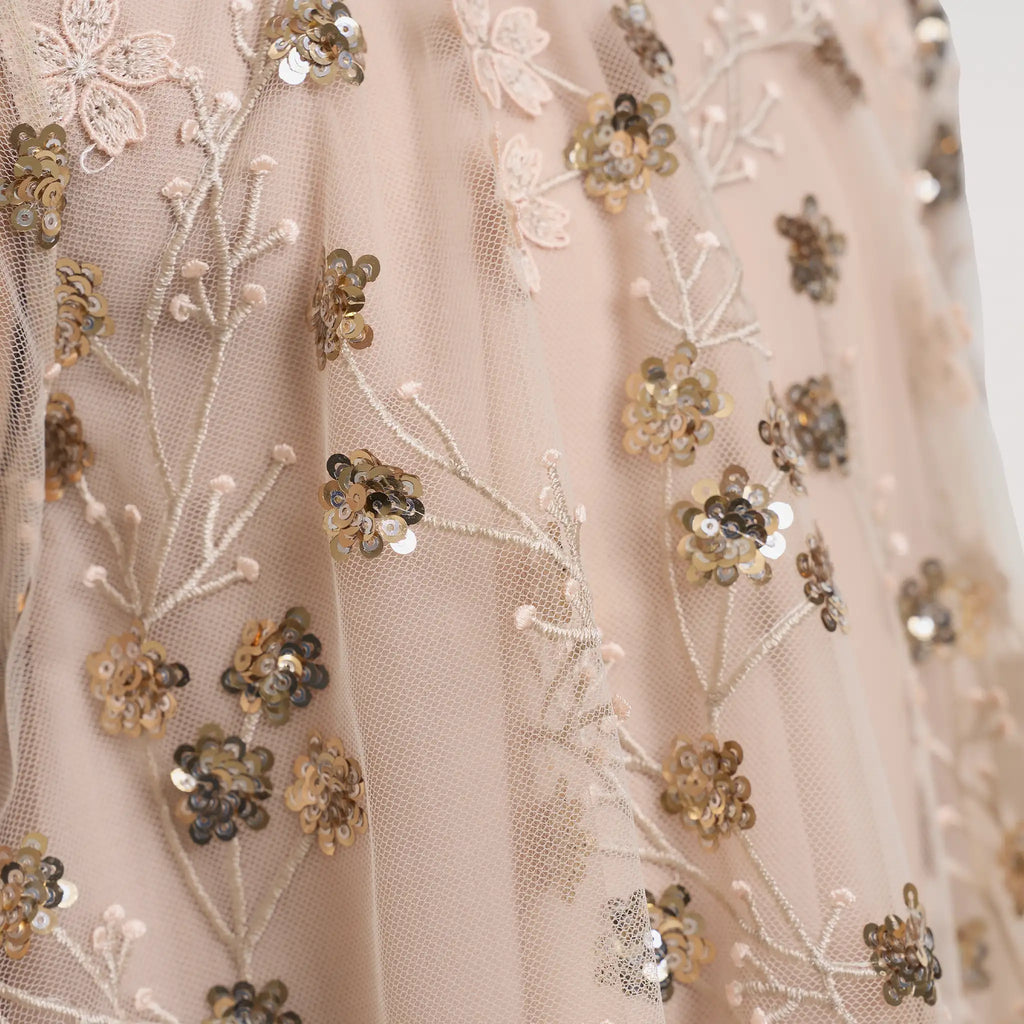 Gold Embroidered Sequin Mesh Dress