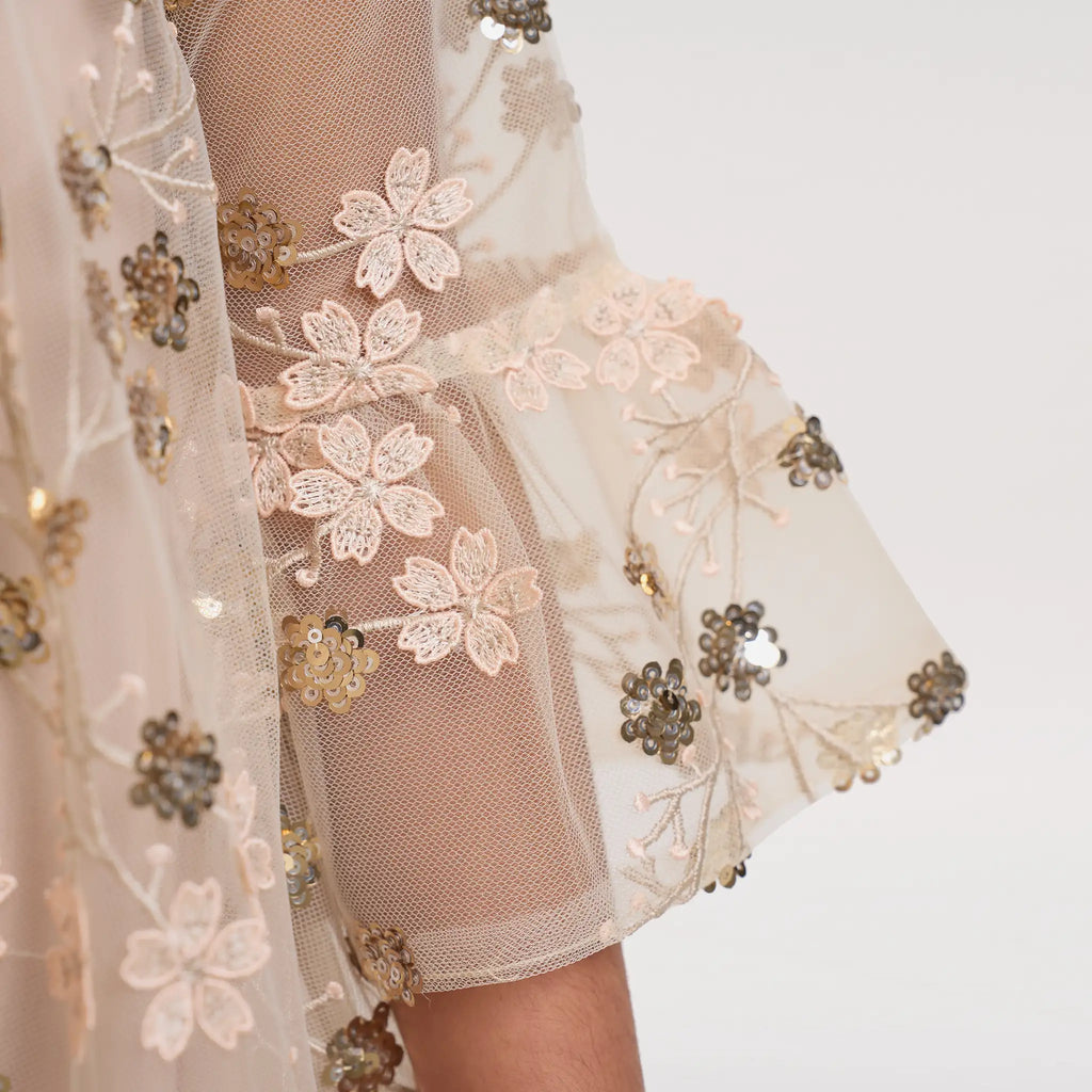 Gold Embroidered Sequin Mesh Dress