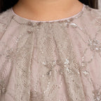 Gold Sequin Lace Mesh Volume Dress