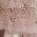 Gold Sequin Lace Mesh Volume Dress