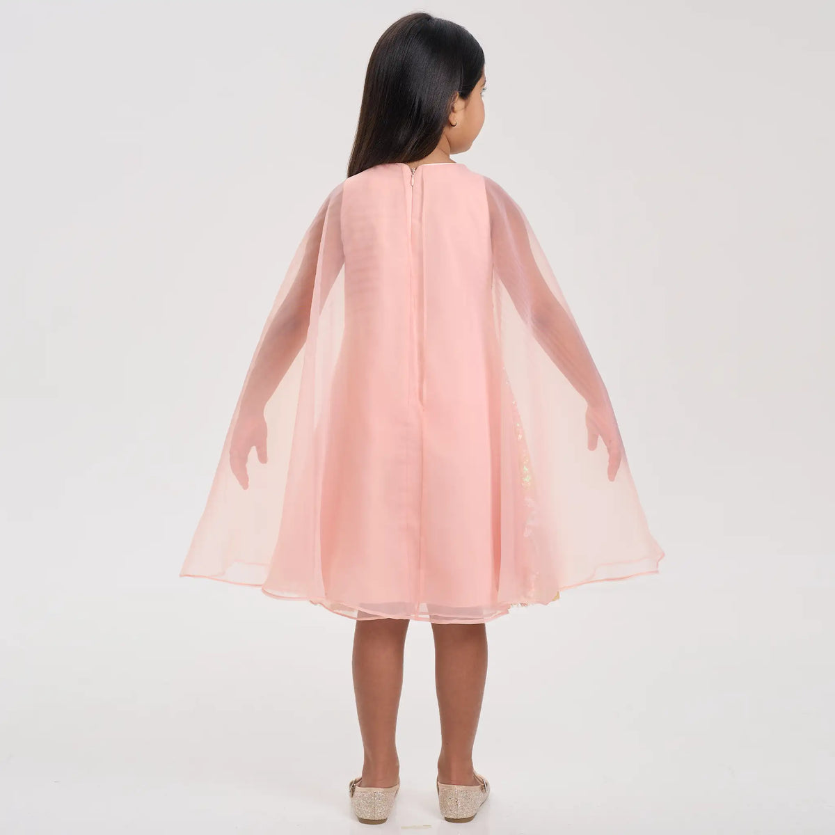 Organza Cape Sequin Dress