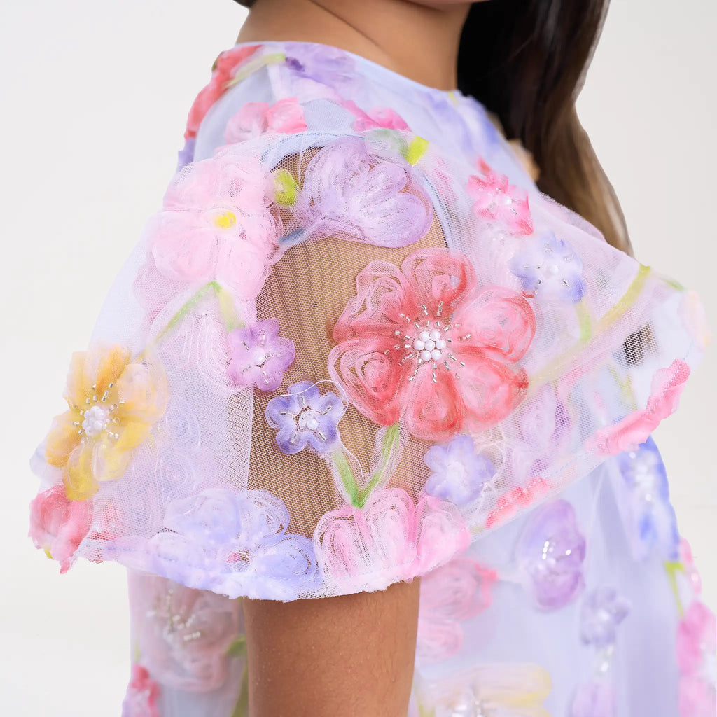 Organza Floral Beaded Dress
