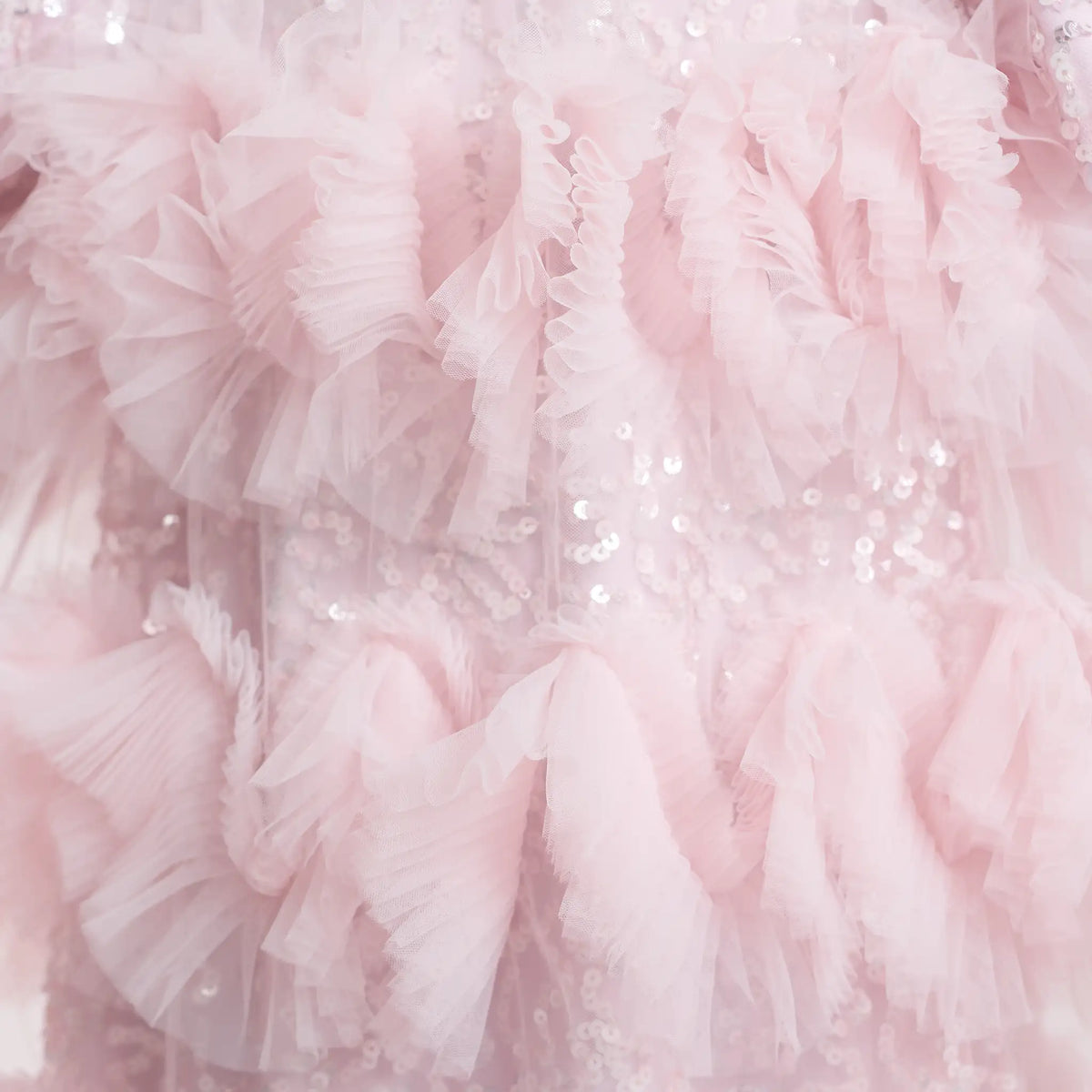 Pink Sequin Ruffle Pleat Dress