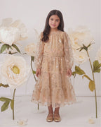 Gold Embroidered Sequin Mesh Maxi Co ord