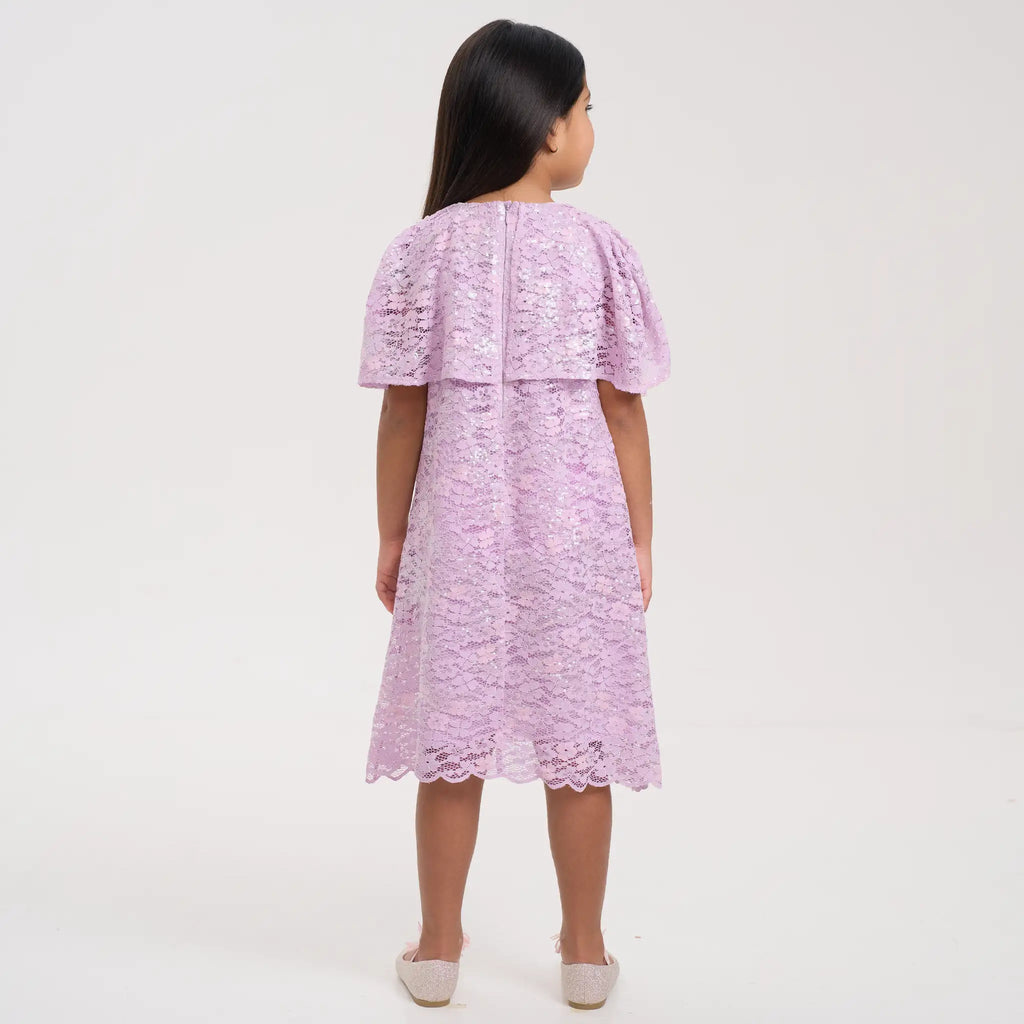 Sequin Cape Lace Dress