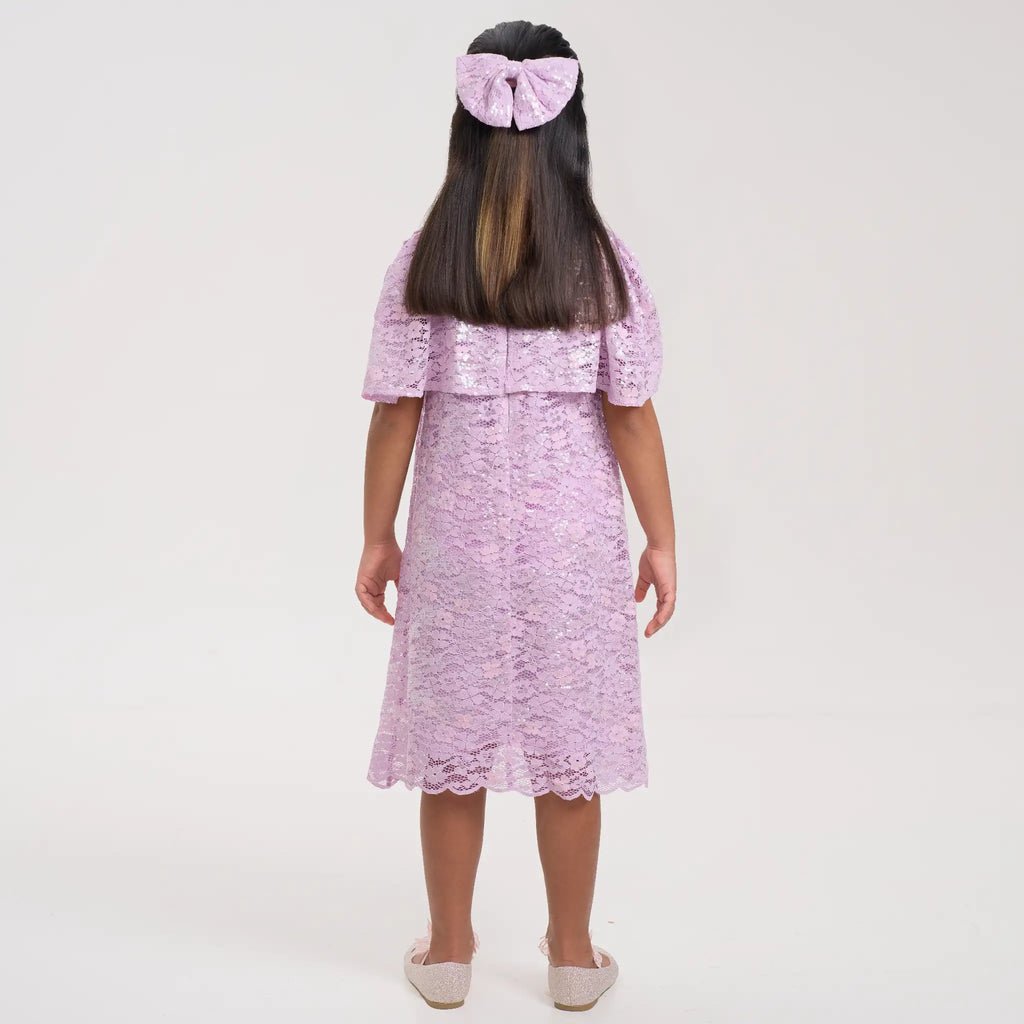 Sequin Cape Lace Dress