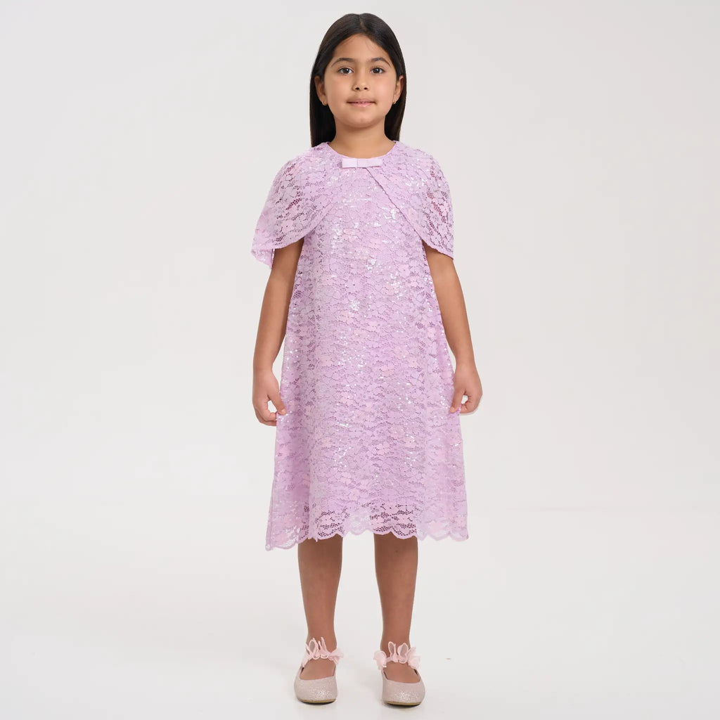 Sequin Cape Lace Dress