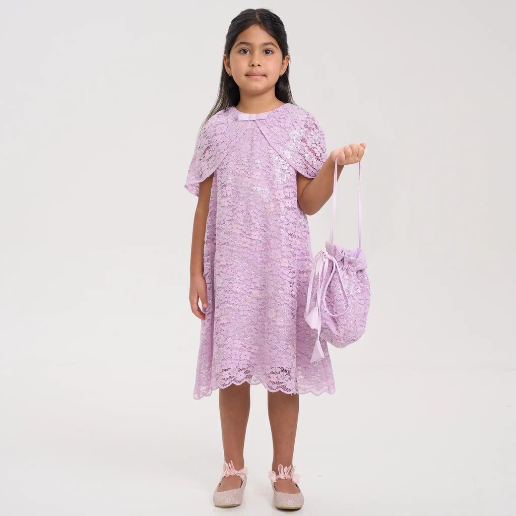 Sequin Cape Lace Dress